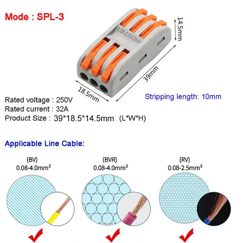 Mini Quick Wire Cable Connectors Universal Compact Conductor Splice Cable Push-in Terminal Block SPL1-4 Efficient Wiring Solution Reusable for Soft and Hard Wires — view 8