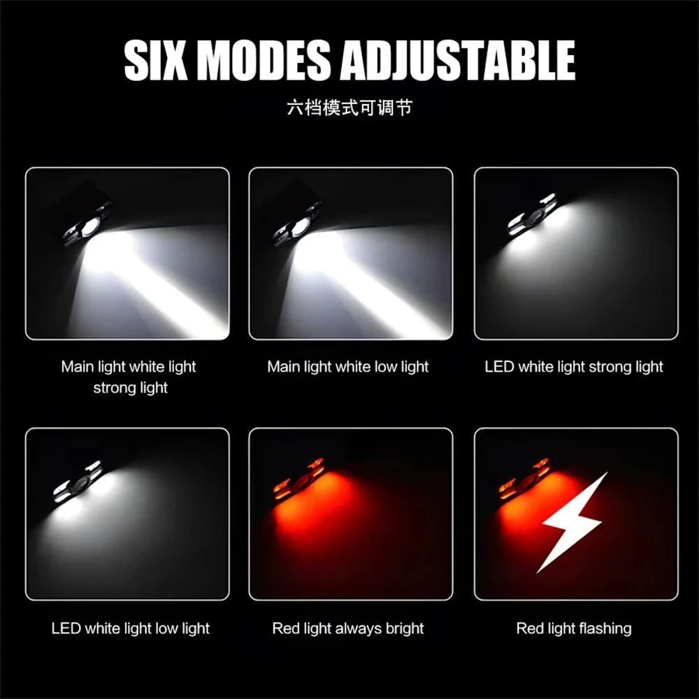 Mini Rechargeable LED Headlight Powerful Inductive Head Lamp White and Red Light Outdoor Camping Fishing Emergency Working Lamp — view 9