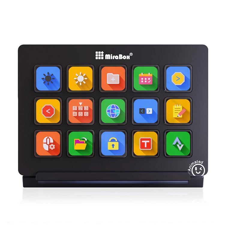 MiraBox HSV293 Visual Custom Keyboard 15 LCD Keys USB Wired Stream Deck Programmable Controller for OBS Streamlabs Twitch YouTube vMix Adjustable Stand — MiraBox