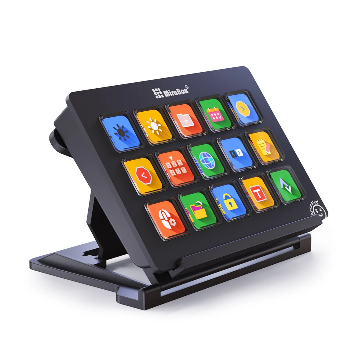 MiraBox HSV293 Visual Custom Keyboard 15 LCD Keys USB Wired Stream Deck Programmable Controller for OBS Streamlabs Twitch YouTube vMix Adjustable Stand — view 4