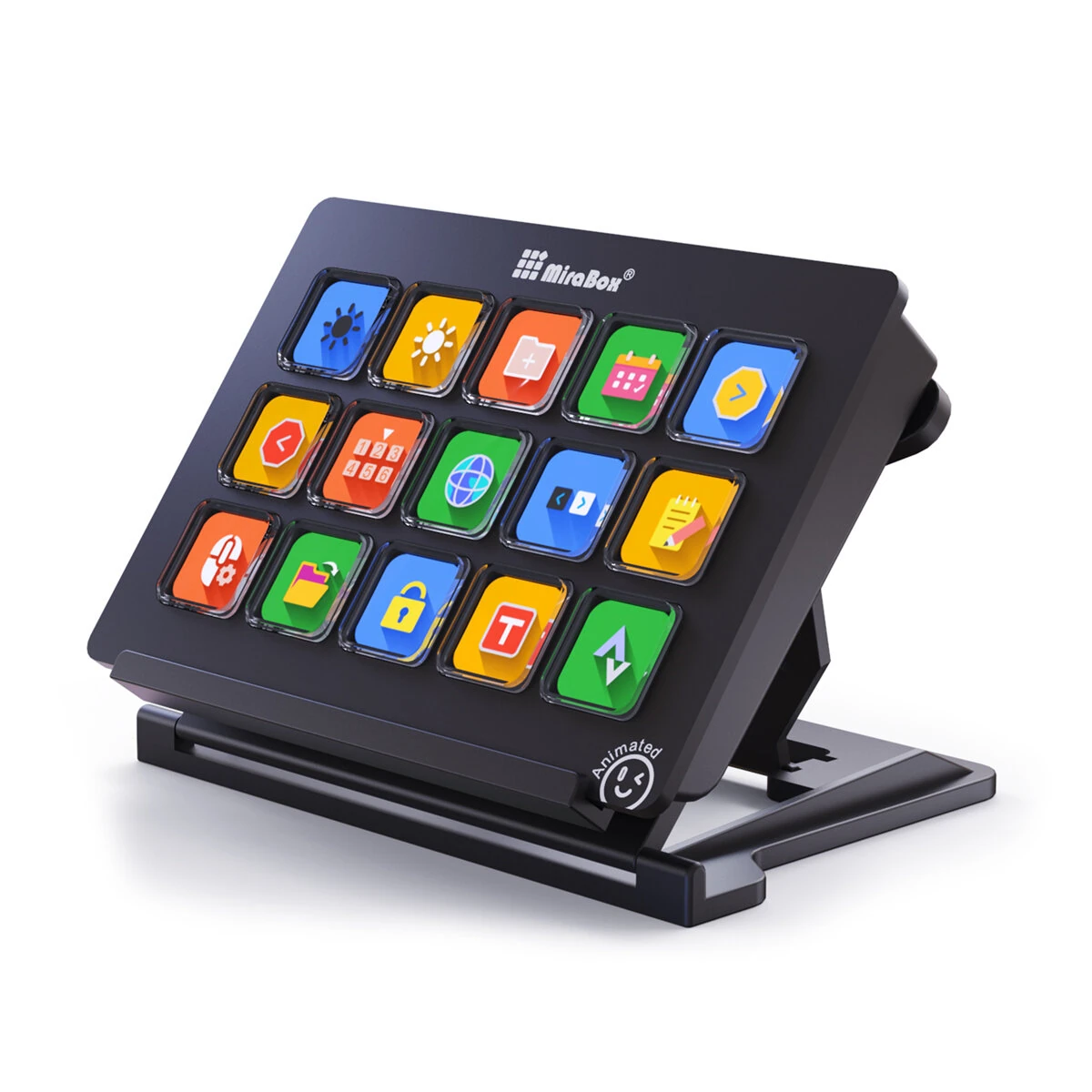 MiraBox HSV293 Visual Custom Keyboard 15 LCD Keys USB Wired Stream Deck Programmable Controller for OBS Streamlabs Twitch YouTube vMix Adjustable Stand — view 5