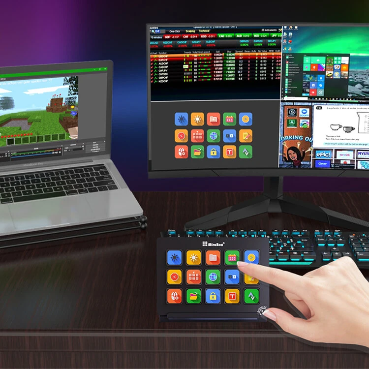 MiraBox HSV293 Visual Custom Keyboard 15 LCD Keys USB Wired Stream Deck Programmable Controller for OBS Streamlabs Twitch YouTube vMix Adjustable Stand — view 6