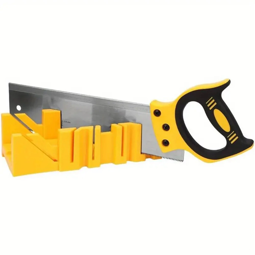 Mitre Box and Hand Saw Set 12 inch ABS Plastic Multiple Angle Clamping Mitre Box with 14 inch Back Saw for Woodworking — view 2