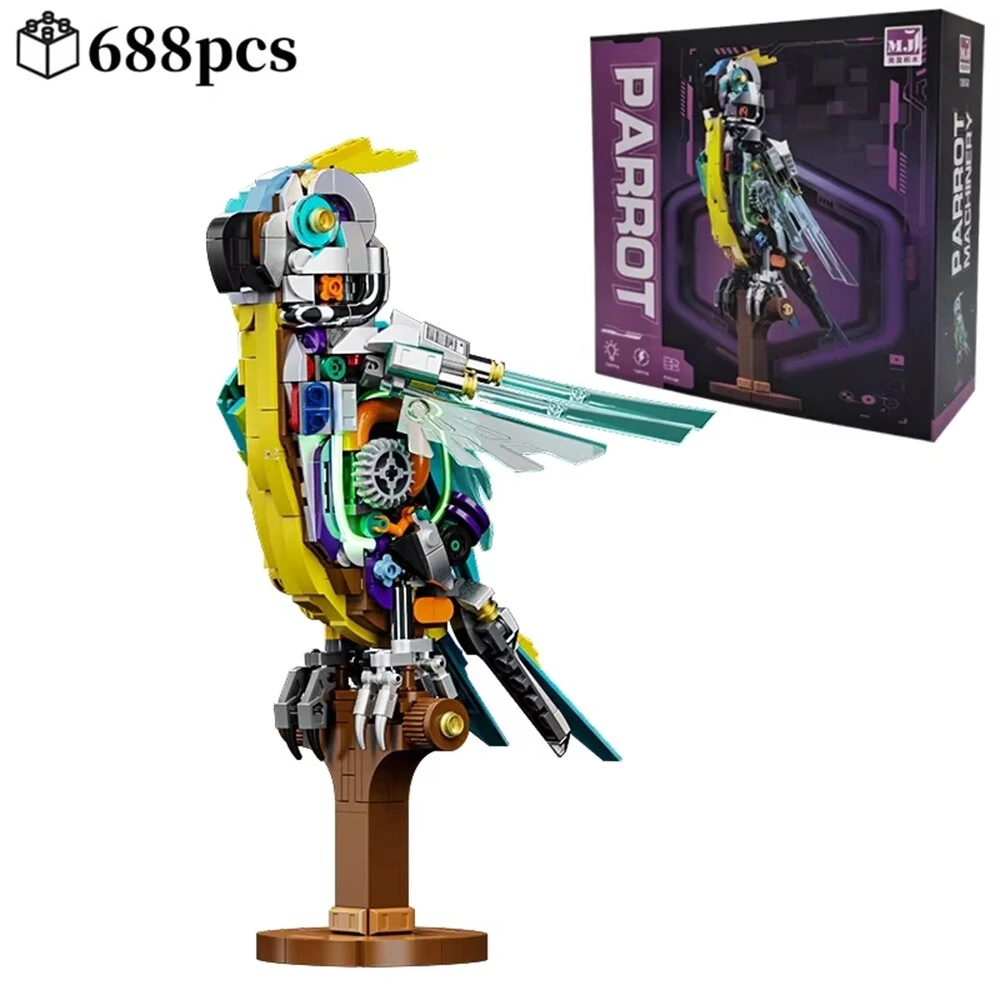 MJ 13052 Mechanical Parrot 13055 Mechanical Mantis 13058 Half-Split Frog DIY Technical Creative Assembled Building Block Kit Kids Educational STEM Toys Christmas Gifts — Pricio