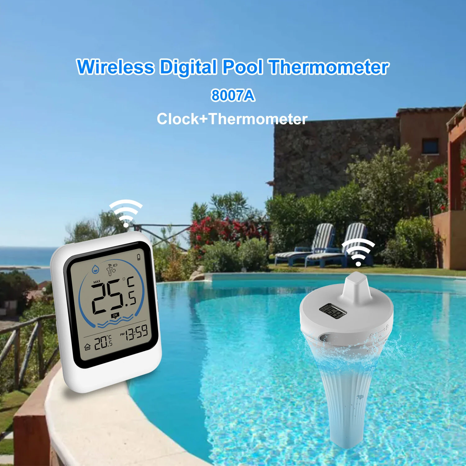 MK8007A Wireless Digital Pool Thermometer Floating Sensor LCD Display Indoor Outdoor Water Temperature Monitor Aquarium Bath Tub Spa — view 4