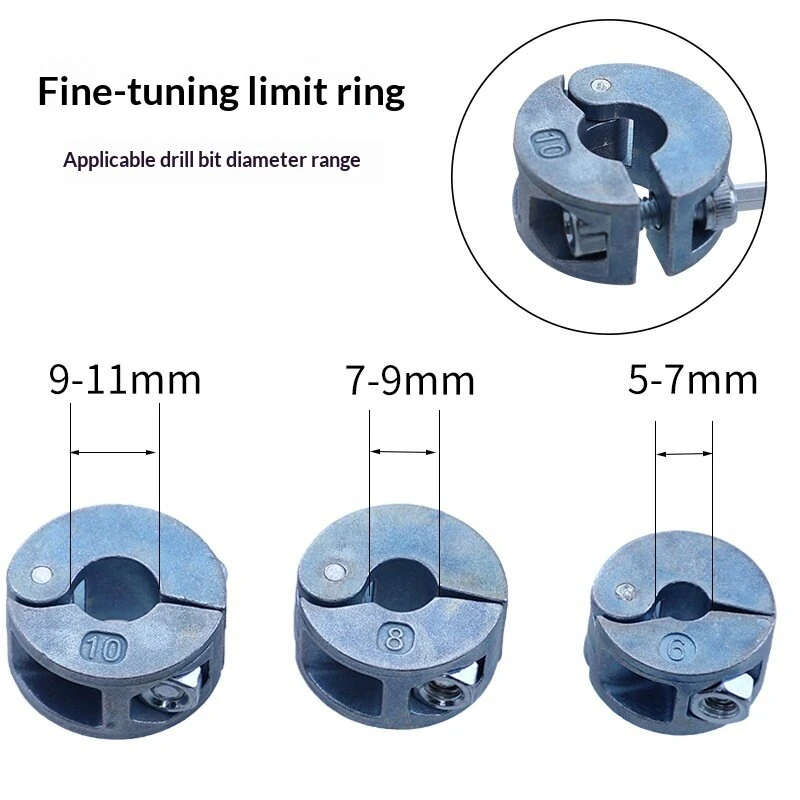 MM/Inch Drill Bit Stop Collar Set Zinc Alloy High Precision Depth Control 6mm-10mm 1/4-3/8 Inch Wrench Included Tool Accessories — view 6