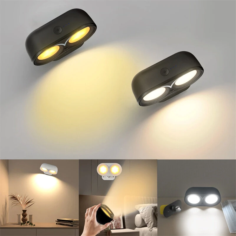 Modern Magnetic Suction LED Wall Sconces Lamp USB Rechargeable 3000mAh Touch Control Wall Lamp Reading Lights for Bedroom Dorm Room Bedside Night Lights — view 3