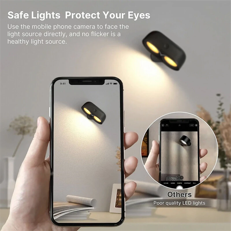 Modern Magnetic Suction LED Wall Sconces Lamp USB Rechargeable 3000mAh Touch Control Wall Lamp Reading Lights for Bedroom Dorm Room Bedside Night Lights — view 5