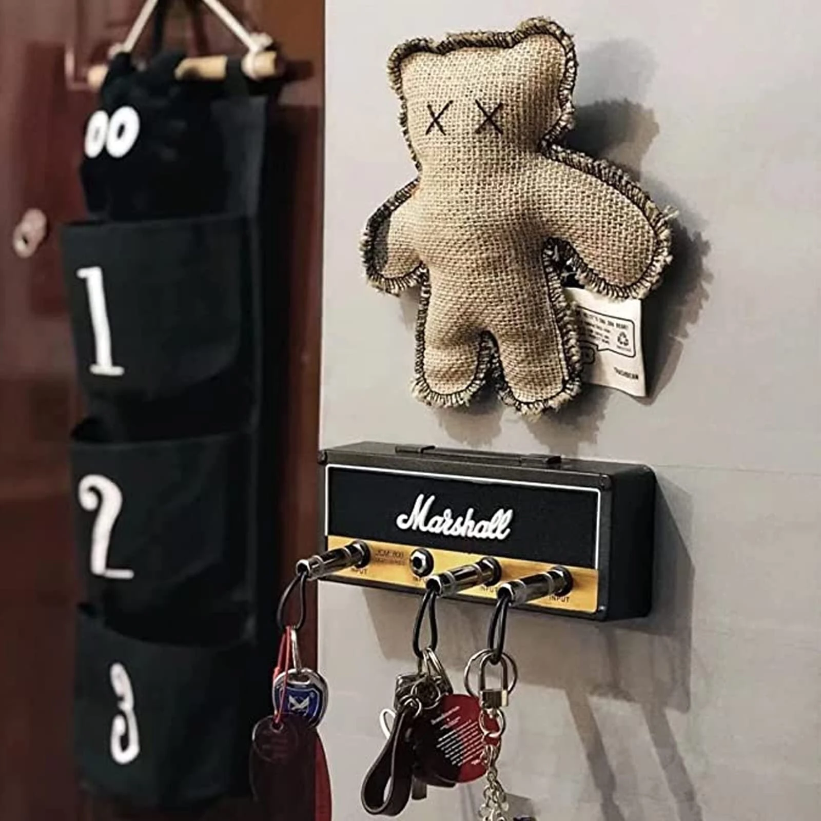 Modern Melody Music Note Key Holder Storage Box Rack Wall Mounted Key Holder Guitar Keyring Hook Holder with 4 Guitar Plugs — view 5