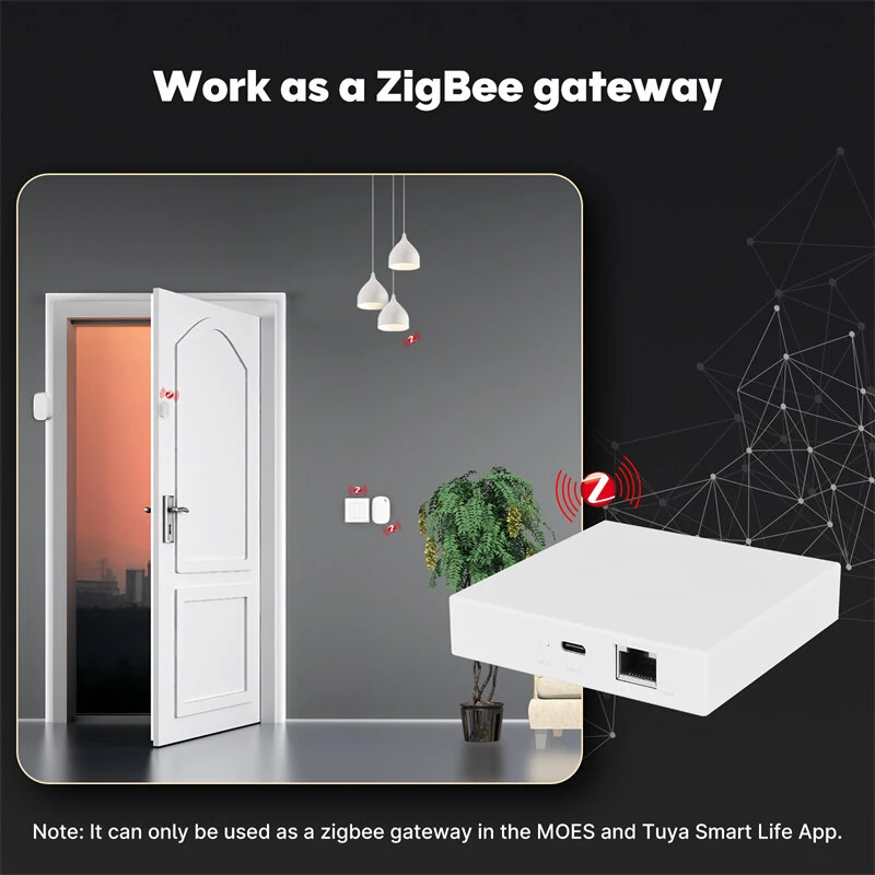 Moes Matter Smart Zigbe Home Bridge Matter Wired Gateway Hub Support Voice Control Via Alexa Google Siri Homekit Smartthings — view 4