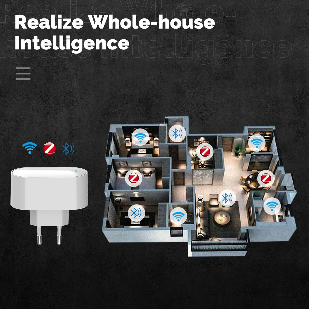 MOES Tuya Multi-mode ZigBe Bluetooth BLE Mesh Socket Gateway Smart Hub Allow 100+ Sub-devices App Remote Control — view 6