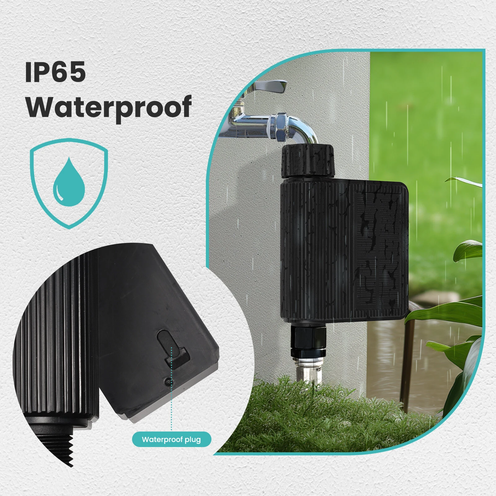 MOES Tuya Smart Home Wifi Timed Irrigation Water Valve IP65 Waterproof with Brass Inlet Solar Powered Irrigator Smart Life APP Control — view 8