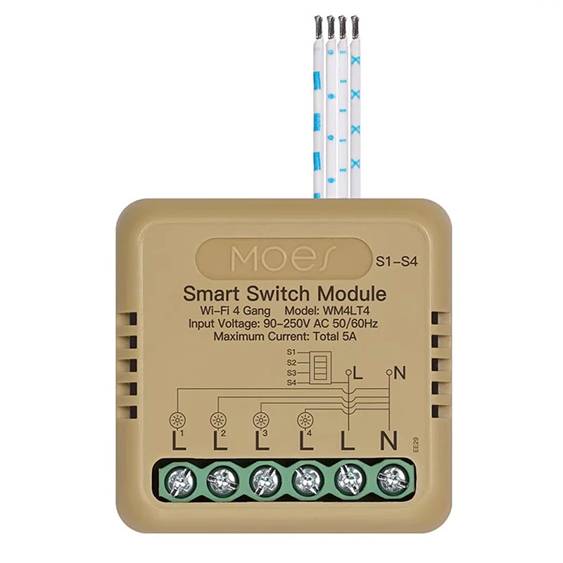 MOES Tuya WiFi/Zigbee3.0 Mini DIY Smart Switch Module 3/4Gang Timer Home Automation Voice Control with Alexa Google Assistant Smart Life APP
