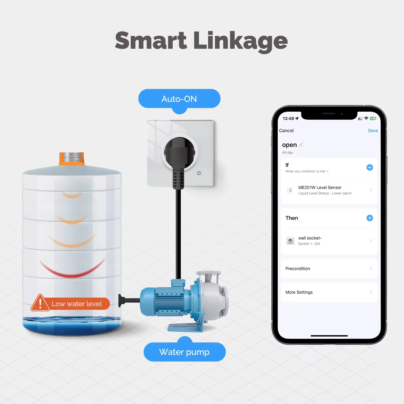 MOES Tuya WiFi/ZigBee3.0 Smart Water Level Sensor with APP Alarm Alert Ultrasonic Tank Monitor Remote Detector — view 7