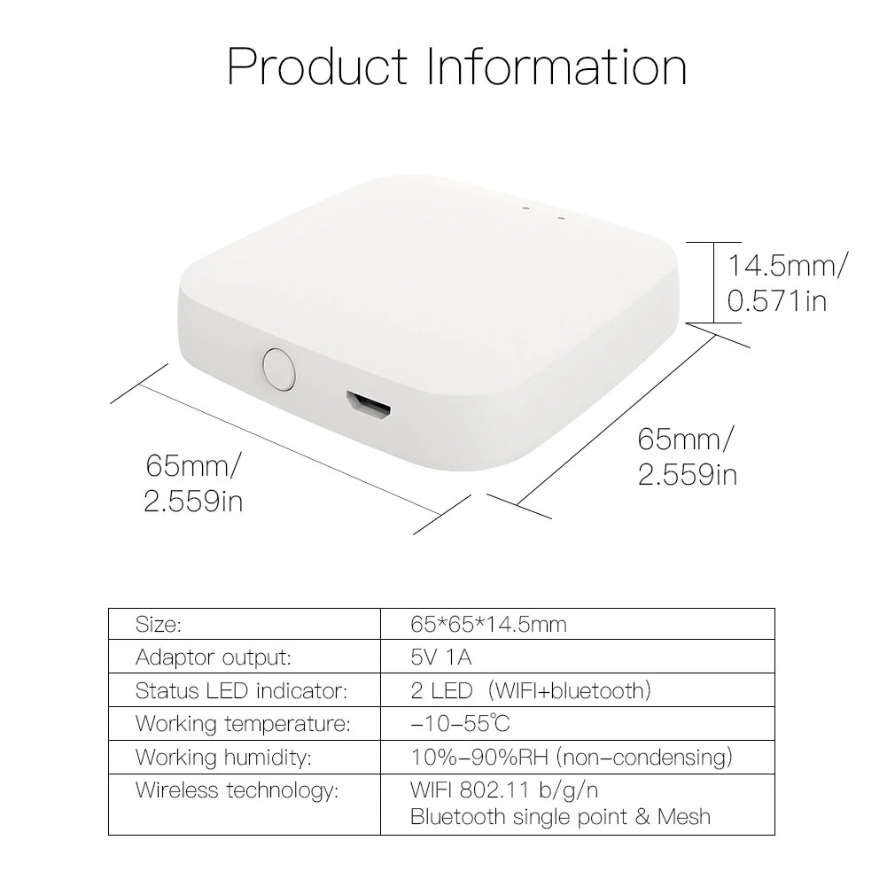 MOES Tuya Wireless Gateway Hub Wired Multi-mode Bridge Bluetooth Remote Controller Mesh Gateway Smart Life APP Alexa Google Home — view 7