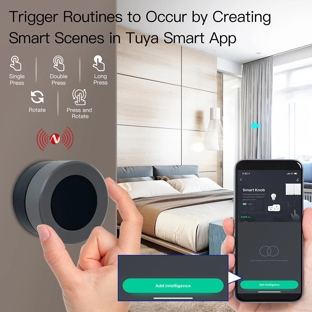 MOES Tuya ZigBe Smart Knob Switch Wireless Scene Button Controller Battery Powered Automation Scenario Smart Life App — view 3