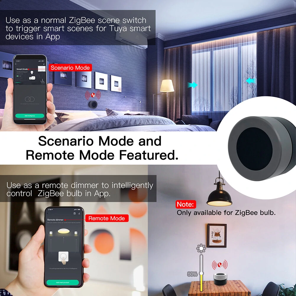 MOES Tuya ZigBe Smart Knob Switch Wireless Scene Button Controller Battery Powered Automation Scenario Smart Life App — view 4
