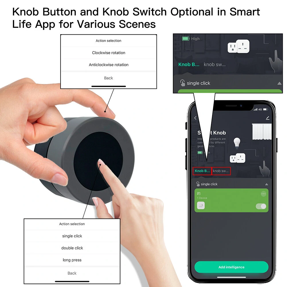 MOES Tuya ZigBe Smart Knob Switch Wireless Scene Button Controller Battery Powered Automation Scenario Smart Life App — view 5