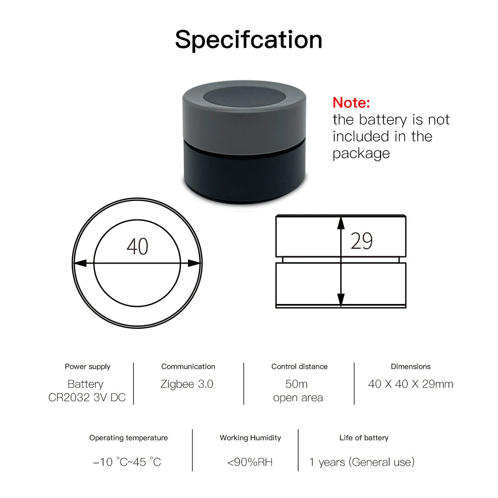 MOES Tuya ZigBe Smart Knob Switch Wireless Scene Button Controller Battery Powered Automation Scenario Smart Life App — view 6