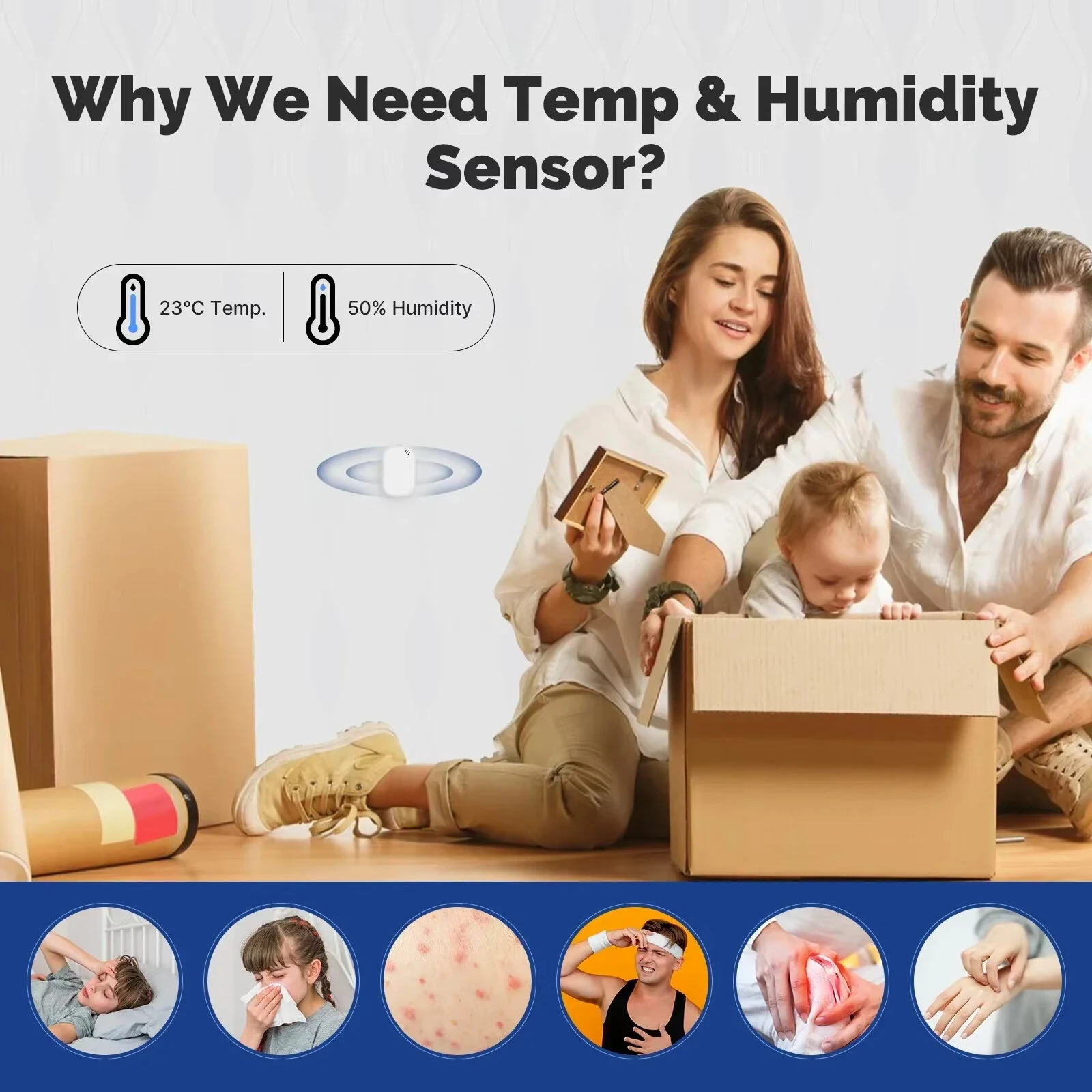 MOES Tuya Zigbe Smart Temperature Humidity Sensor Indoor Hygrometer APP Monitoring Battery Powered Works with Alexa Google Home — view 4