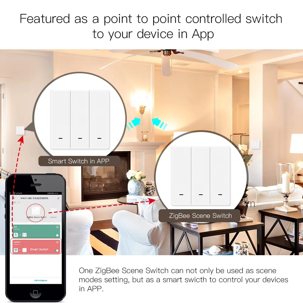 MOES Tuya ZigBe Wireless 9 Scene Switch Push Button Battery Powered Transmitter Smart Life App Automation 1/2/3 Gang Smart Home Scene Switch — view 5
