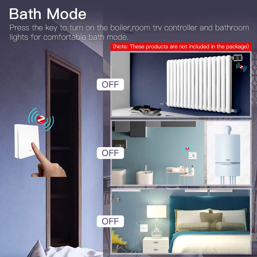 MOES Tuya ZigBe Wireless 9 Scene Switch Push Button Battery Powered Transmitter Smart Life App Automation 1/2/3 Gang Smart Home Scene Switch — view 6