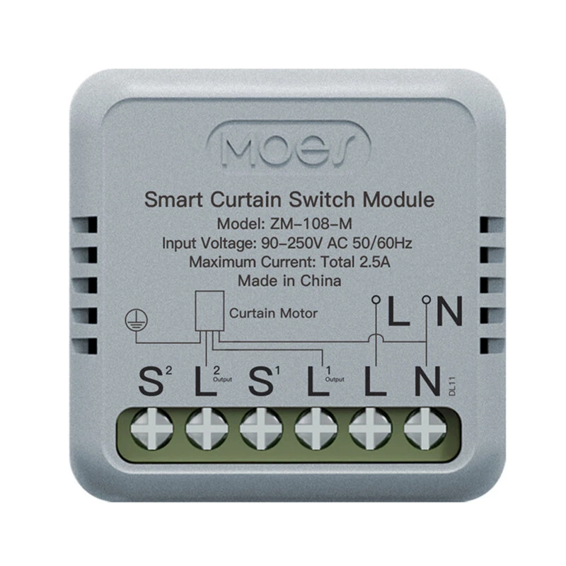 MOES ZM-108-M Tuya Smart Zigbe Curtain Switch Module 90-250V AC 2.5A Remote Motor Rotation Switchable Smart Home Automation Smart Linkage Calibration Function IP20 Voice Control with Alexa Google Assistant