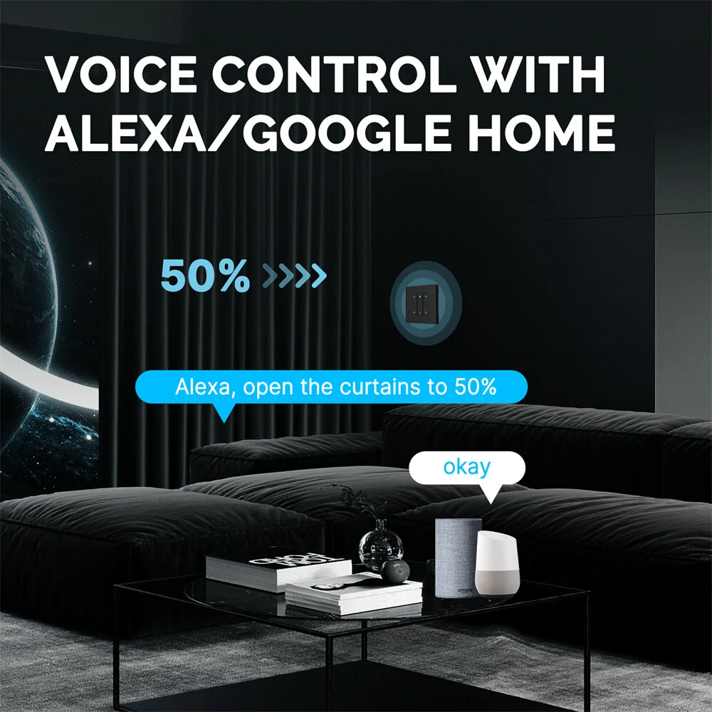 MoesHouse Smart ZigBe Star Ring Curtain Switch APP Remote Control for Roller Shutter Electric Curtains Blind Motor Work with Alexa/Google Home European Version — view 6