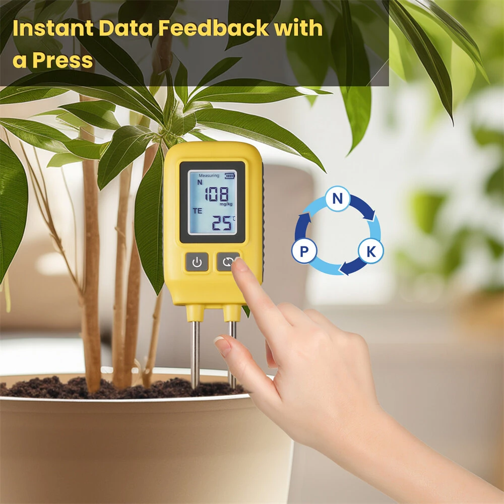 MoesHouse Soil NPK Temperature Detector Sensor Nitrogen Phosphorus Potassium Detector Nutrient Fertility Meter Tester for Garden Farm Greenhouse — view 7