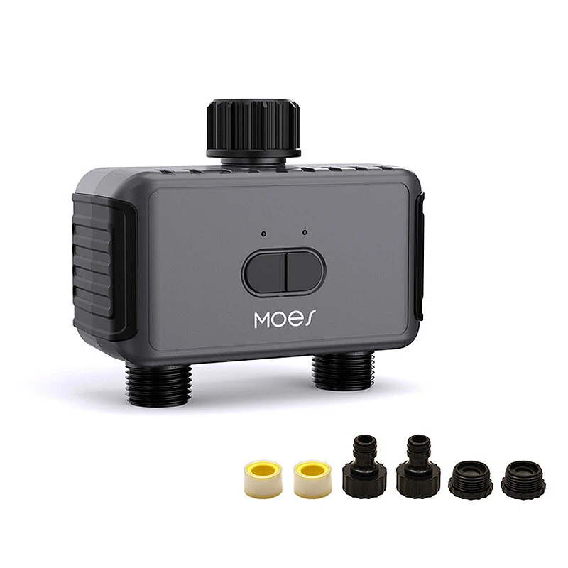 MoesHouse Tuya Smart bluetooth Dual Watering Timer IP55 Automatically Schedules Automatic Drip Irrigation Controller Garden Valve Work with Alexa Google Home