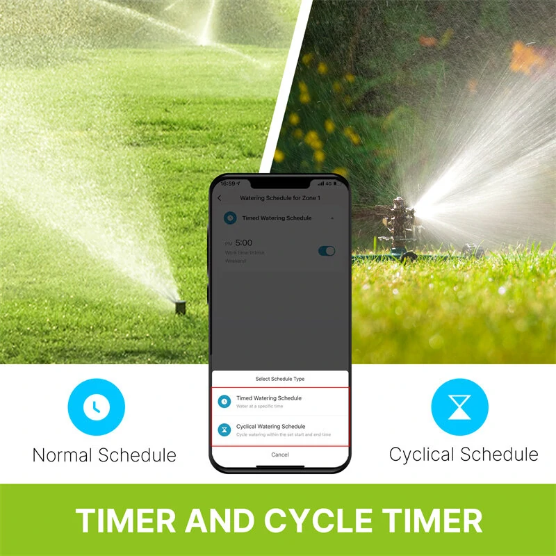 MoesHouse Tuya Smart bluetooth Dual Watering Timer IP55 Automatically Schedules Automatic Drip Irrigation Controller Garden Valve Work with Alexa Google Home — view 3