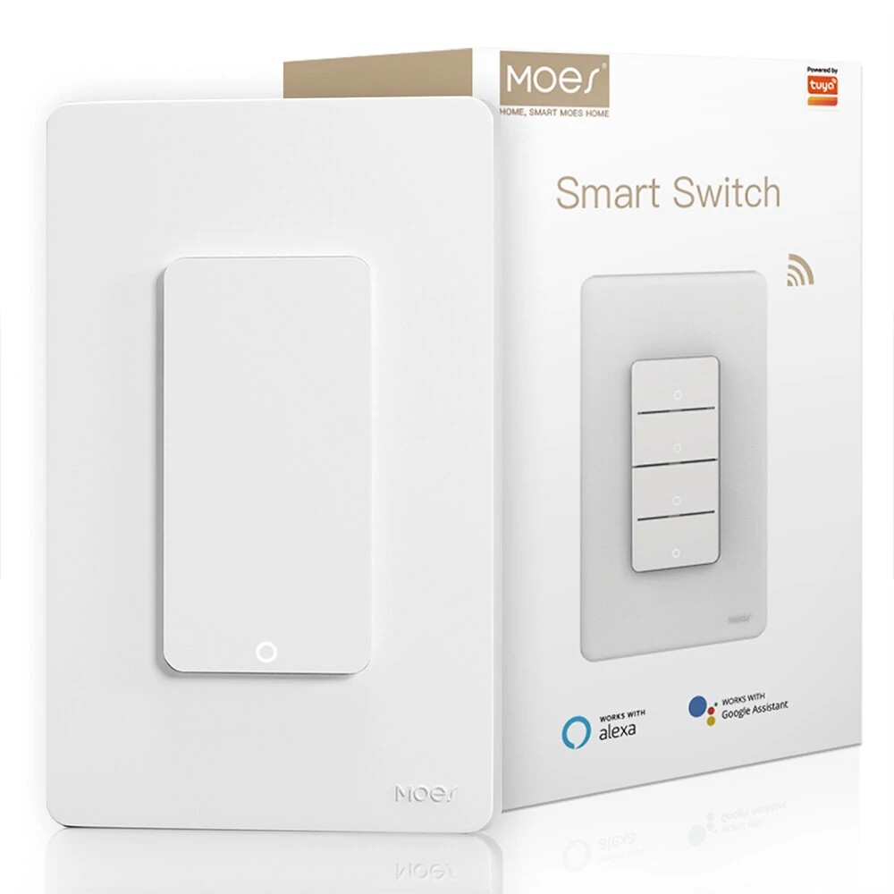 MoesHouse Tuya Smart WiFi Wall-mounted Switch Timing Function Remote APP Control Voice Control with Alexa Google Home 1/2/3/4 Gang Light Switch US Standard — MoesHouse