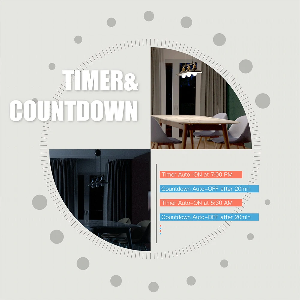 MoesHouse Tuya Smart WiFi Wall-mounted Switch Timing Function Remote APP Control Voice Control with Alexa Google Home 1/2/3/4 Gang Light Switch US Standard — view 6