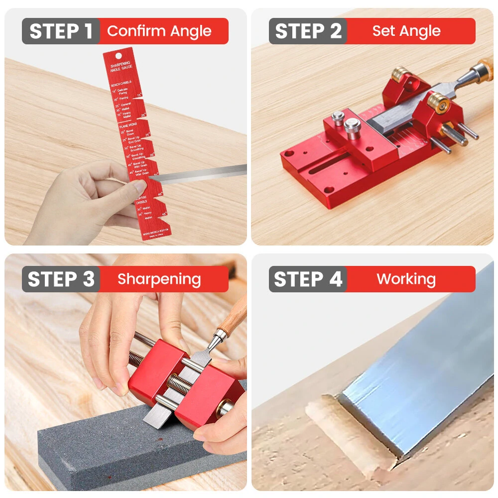 Mohoo Sharpening System Honing Guide Sharpening Holder Angle Fixture Angle Gauge for Woodworking Chisel — view 7