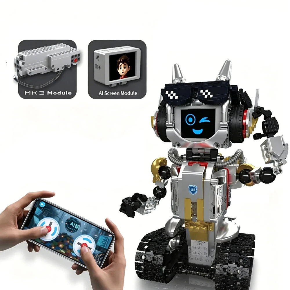 Mold King 15091 15092 Smart Interactive Voice Control Little Star AI Robot Building Block Brick Assembly Kit Science Education Toys Children Birthday Gift — view 5