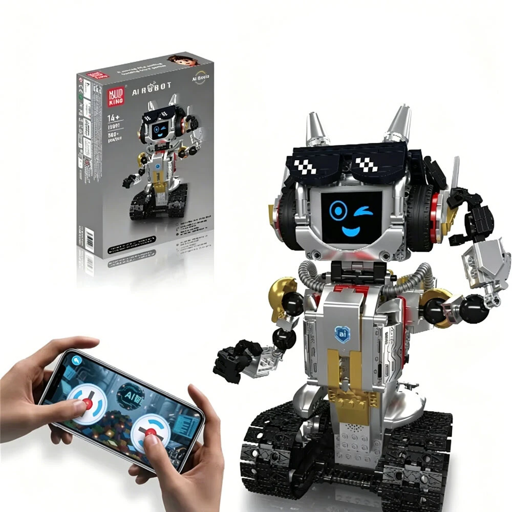 Mold King 15091 15092 Smart Interactive Voice Control Little Star AI Robot Building Block Brick Assembly Kit Science Education Toys Children Birthday Gift — view 6