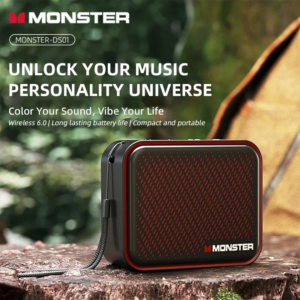 Monster DS01 Mini bluetooth V6.0 Speaker Portable Speaker Dual Sound Unit DSP Digital Audio TWS Pairing IP67 Waterproof Support TF Card Playback Mini Outdoors Subwoofer Speakers — view 3