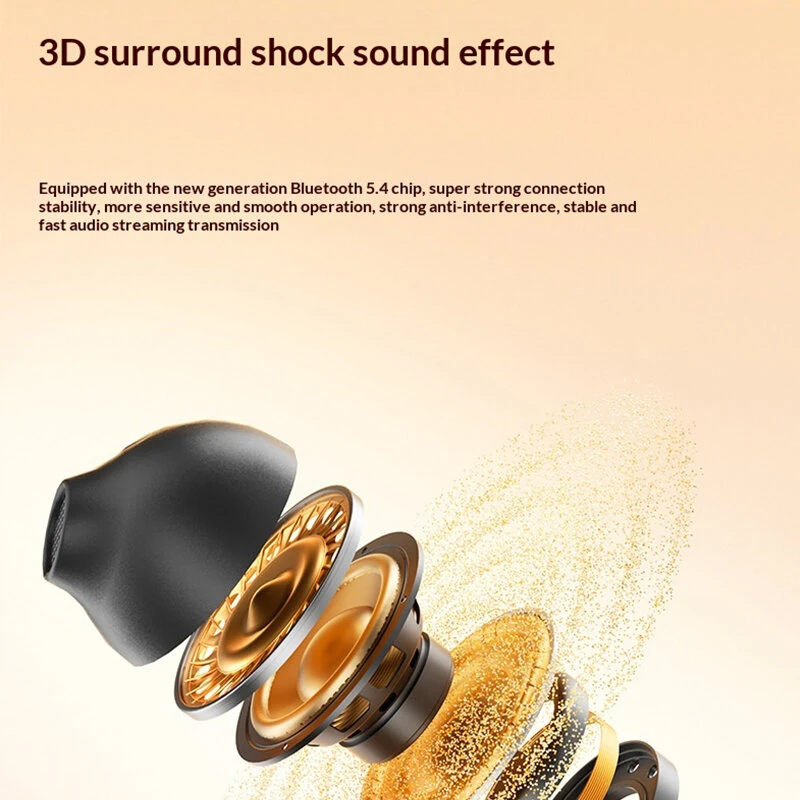 MONSTER M100 TWS Headset Wireless bluetooth 5.4 Earphone 3D Surround Sound Intelligent Call noise Cancelling 23H Playback Digital Display Waterproof Design Earclips Sports Headphones — view 3