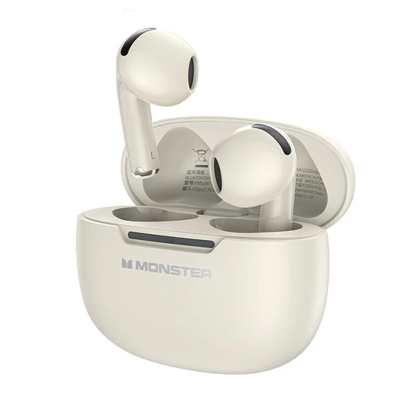 MONSTER N-Lite 208 TWS Earbuds Wireless bluetooth 5.4 Earphone 13mm Driver AAC Audio ENC Call Noise Cancelling 30H Playback Low Game Delay Semi-in-ear Sports Headphones — MONSTER