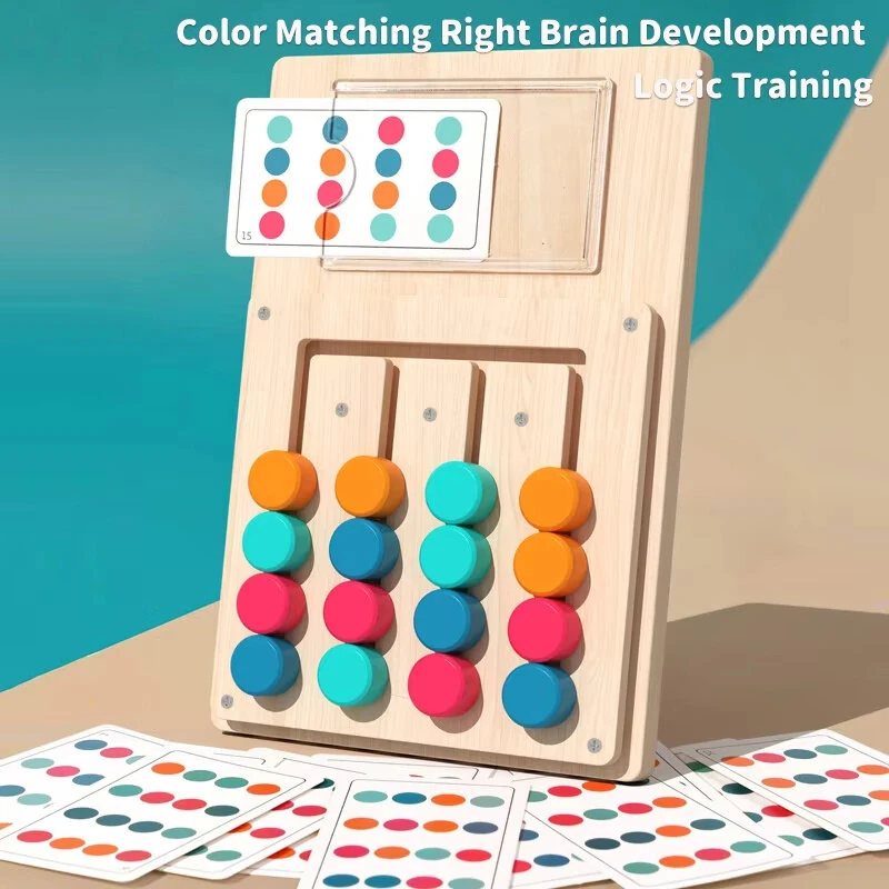 Montessori Cognitive Learning Toy for Kids Wooden Color Shape Toy Early Brain Stimulation Logical Enlightenment Hand-eye Coordination Thinking Educational Toy — view 6