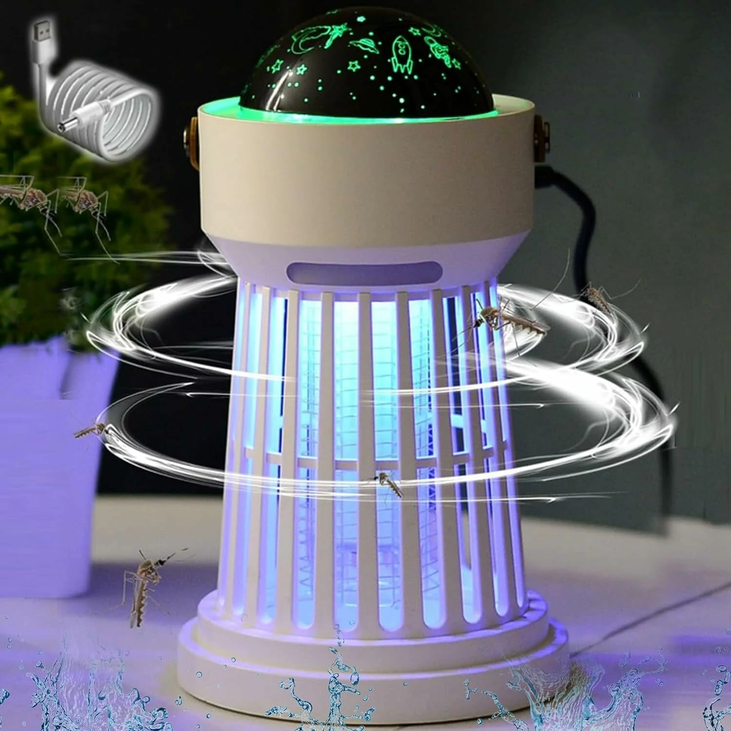 Mosquito Zapper 2000mAh With Music Box and Projector Lamp Long-lasting Battery 360 degrees Protection 3-in-1 Design Indoor and Outdoor Mosquito Killer with LED Flashlight for Camping Picnic — view 2