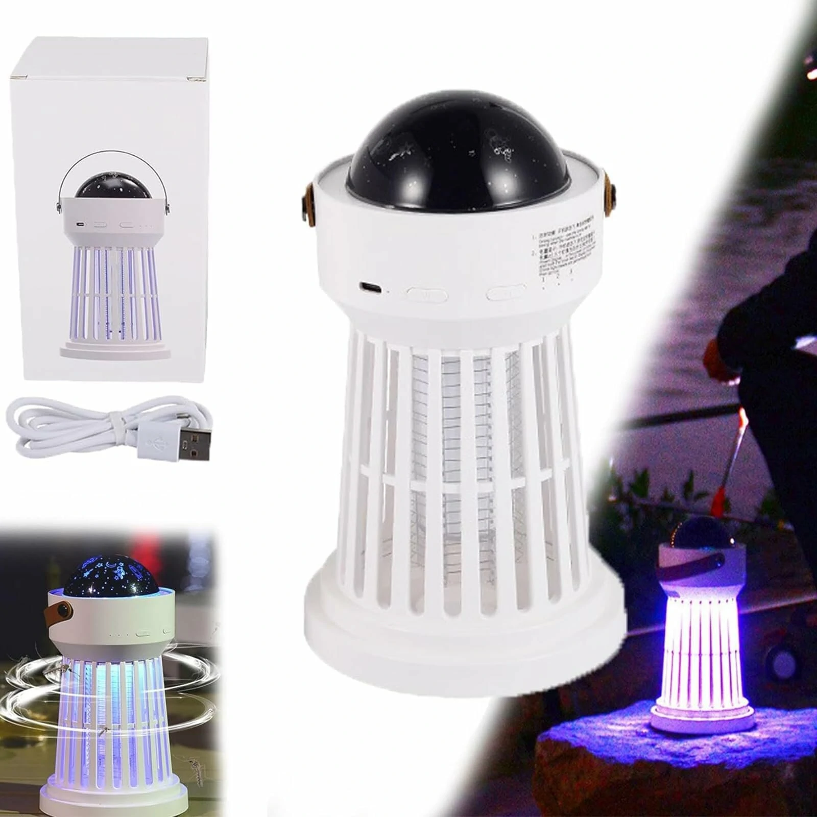 Mosquito Zapper 2000mAh With Music Box and Projector Lamp Long-lasting Battery 360 degrees Protection 3-in-1 Design Indoor and Outdoor Mosquito Killer with LED Flashlight for Camping Picnic — view 3