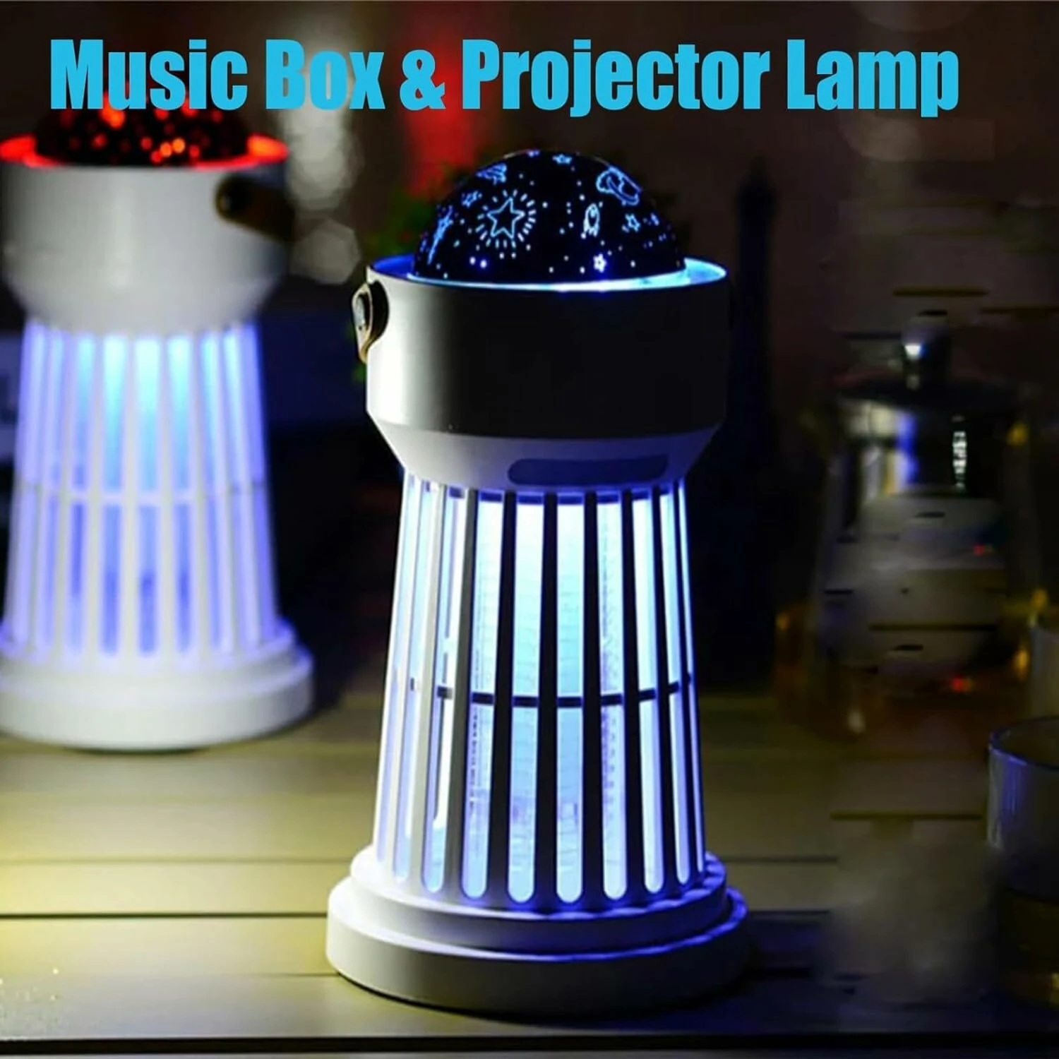 Mosquito Zapper 2000mAh With Music Box and Projector Lamp Long-lasting Battery 360 degrees Protection 3-in-1 Design Indoor and Outdoor Mosquito Killer with LED Flashlight for Camping Picnic — view 6