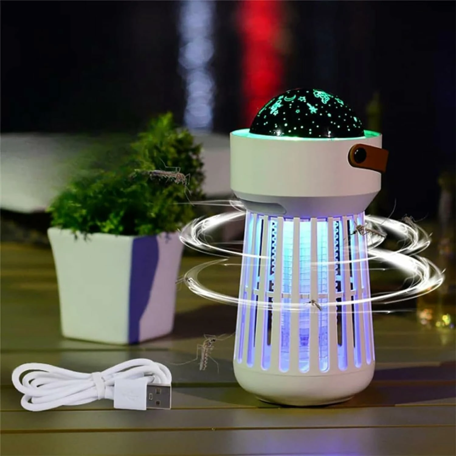 Mosquito Zapper 2000mAh With Music Box and Projector Lamp Long-lasting Battery 360 degrees Protection 3-in-1 Design Indoor and Outdoor Mosquito Killer with LED Flashlight for Camping Picnic — view 7