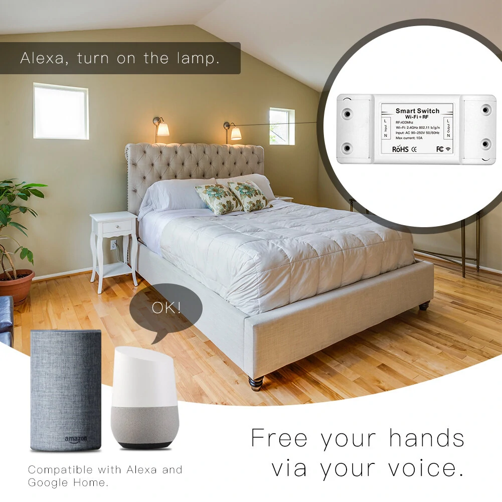 Mouehouse RF433 + WiFi DIY Smart Switch Module RF433 Remote Control for Smart Automation Smart Life/Tuya Work with Alexa and Google Home — view 6