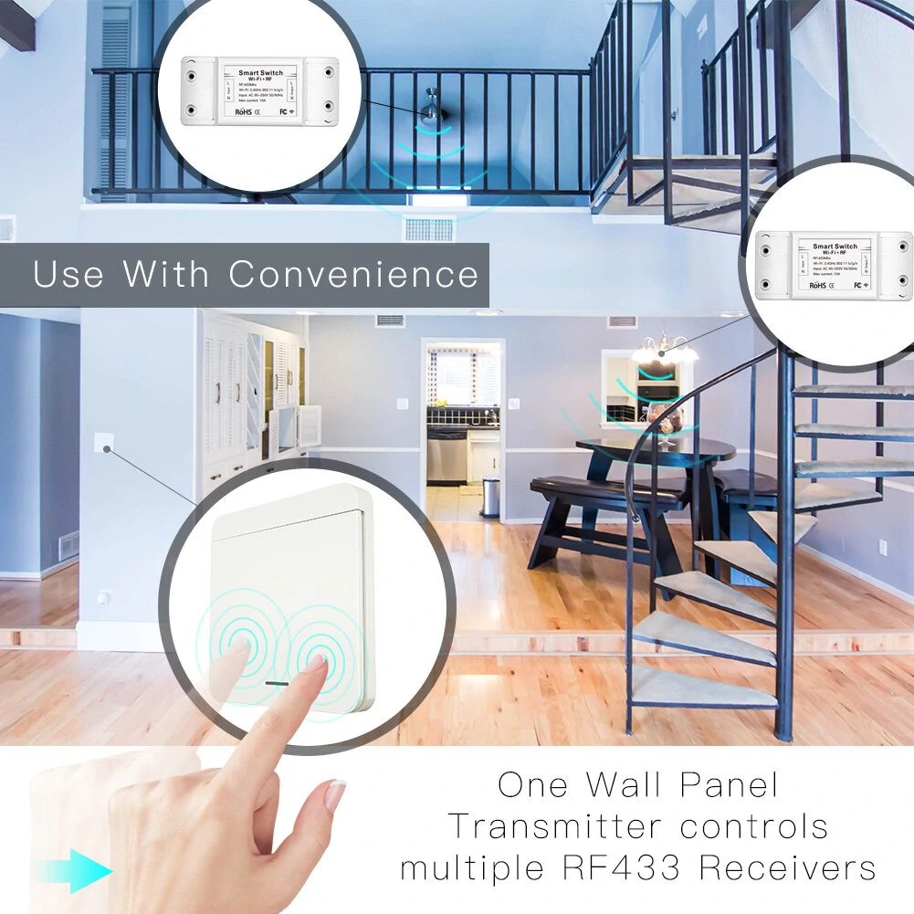 Mouehouse RF433 + WiFi DIY Smart Switch Module RF433 Remote Control for Smart Automation Smart Life/Tuya Work with Alexa and Google Home — view 7
