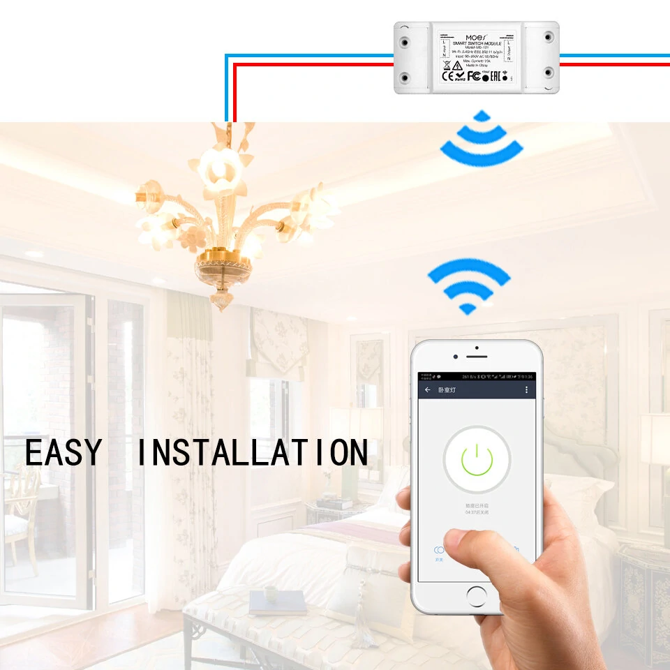 Mouehouse Wi-Fi Smart Light Switch Timer Smart Life APP Wireless Remote Control Works with Alexa Google Home — view 4