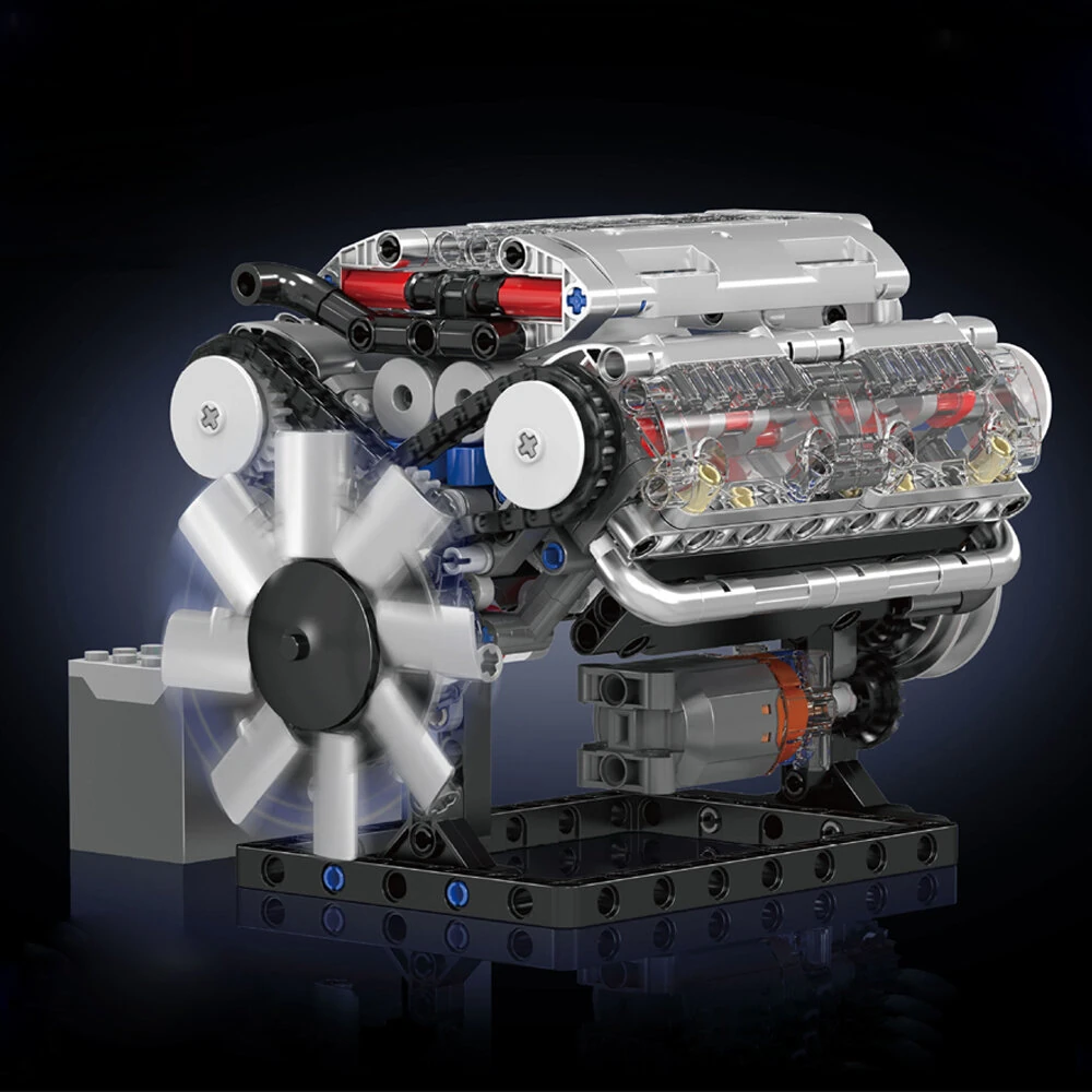 Mould King 10088 Technical Car Building Block MOC Motorized V8 Engine Model Brick Assembly Kit 535+PCS Excellent STEAM Science Education Discovery Toys Children Gifts — view 5