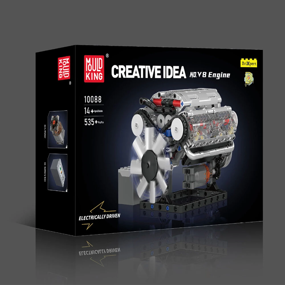 Mould King 10088 Technical Car Building Block MOC Motorized V8 Engine Model Brick Assembly Kit 535+PCS Excellent STEAM Science Education Discovery Toys Children Gifts — view 8