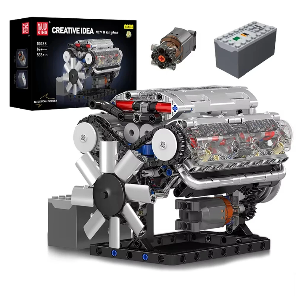 Mould King 10088 Technical Car Building Block MOC Motorized V8 Engine Model Brick Assembly Kit 535+PCS Excellent STEAM Science Education Discovery Toys Children Gifts — view 9